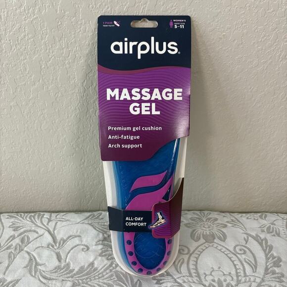 AIR PLUS MASSAGE GEL Shoe Insoles Womens Trim to Fit Shoe 5-11 All Day Comfort - Picture 1 of 3